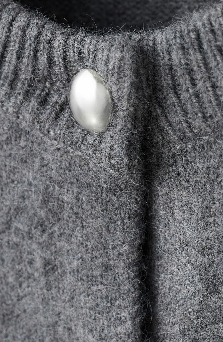 MANGO Crewneck Cardigan, Alternate, color, Medium Heather Grey