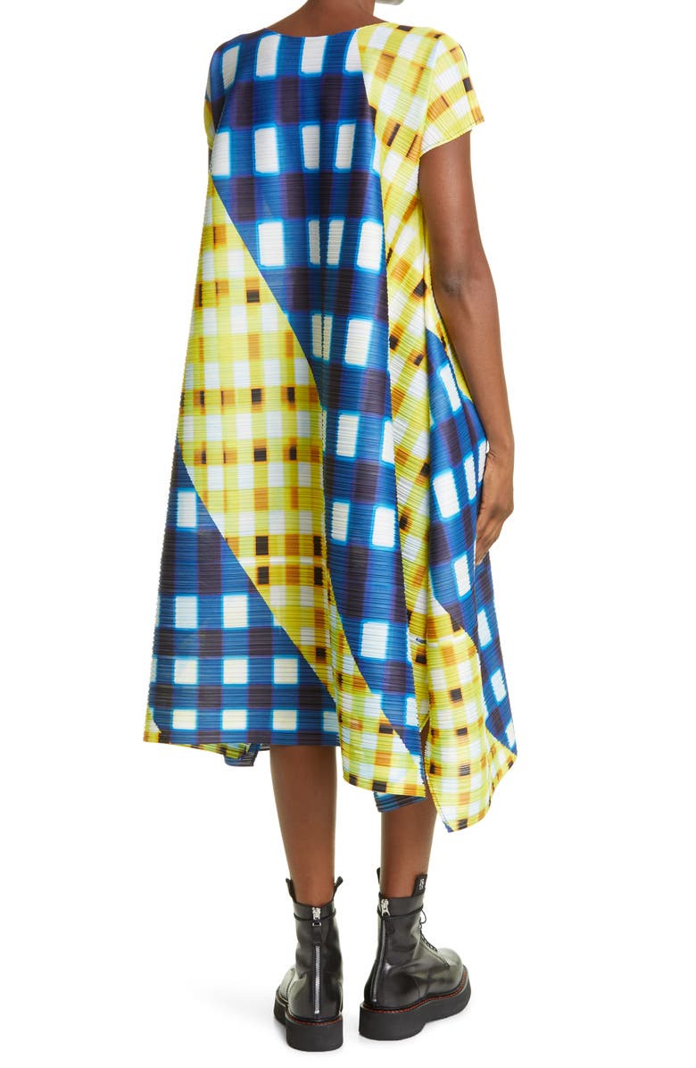 Pleats Please Issey Miyake Trek Check Plissé Midi Dress, Alternate, color,