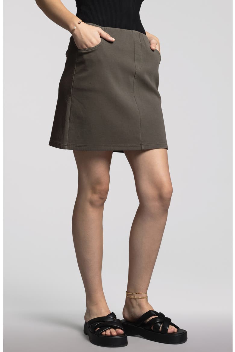 Genevieve Cotton Blend Skirt, Alternate, color, BLACK BROWN