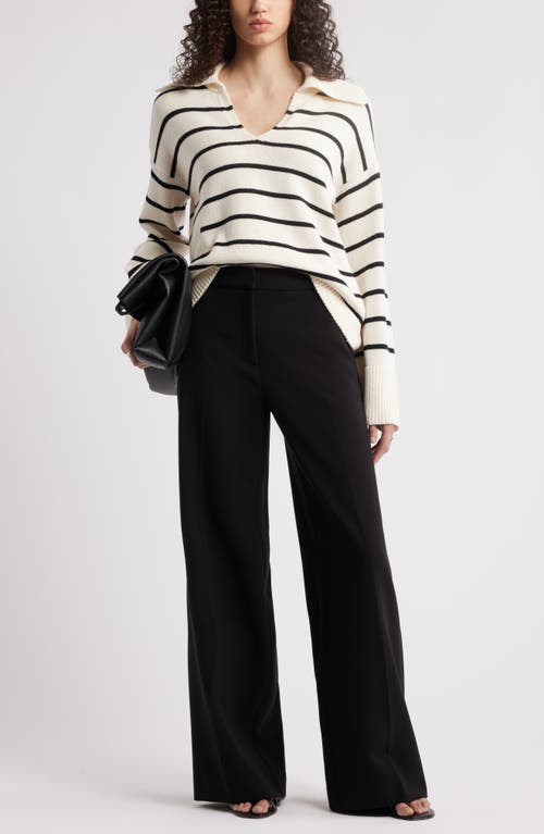 Nordstrom Flat Front Wide Leg Pants In Black