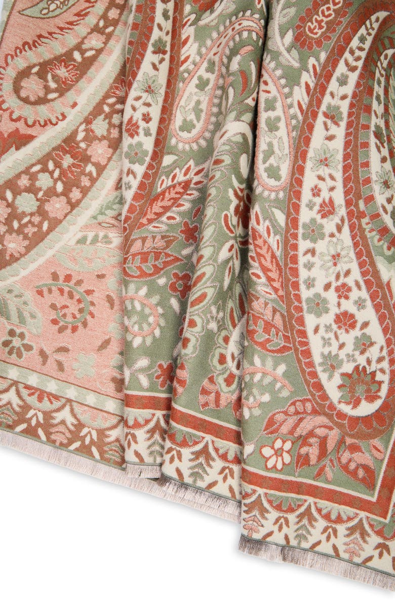 SAACHI Pale Paisley Reversible Print Scarf, Alternate, color, Sage