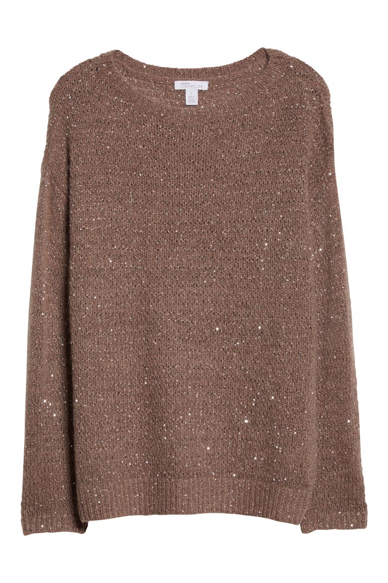Sequin Sweater, Alternate, color, BROWN COMBO
