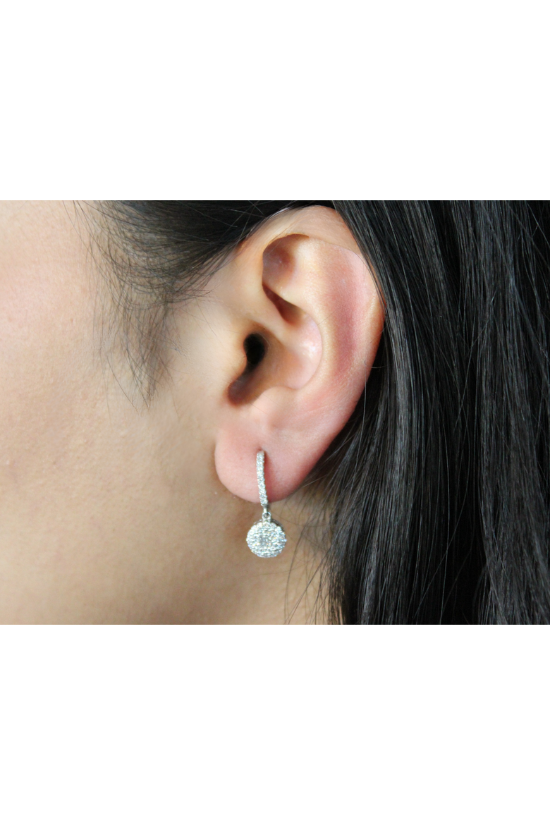 Zinnia Pave Round Diamond Drop Huggie Hoop Earrings in 14K Gold, Alternate, color, 14K White Gold