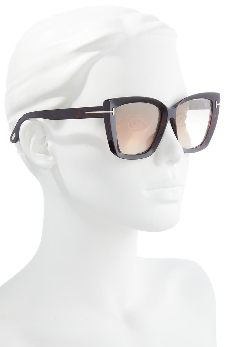 TOM FORD Scarlet-02 57mm Square Sunglasses, Alternate, color, Dark Havana / Brown Mirror