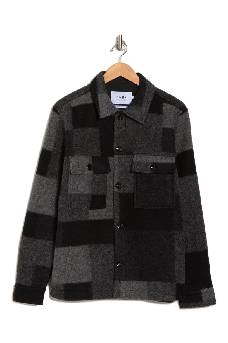 Wilas Wool Blend Shirt Jacket, Alternate, color, DARK GREY CHECK