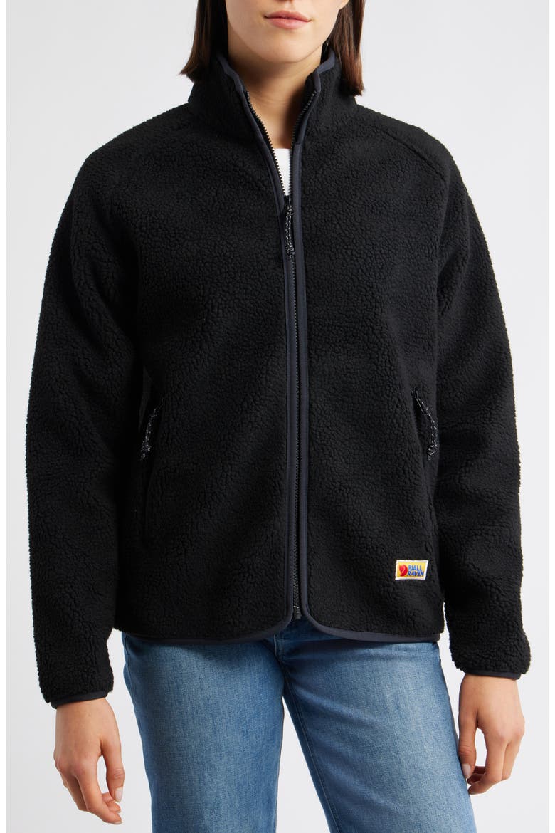 Women's Vardag Pile Fleece Zip Jacket, Alternate, color, BLACK