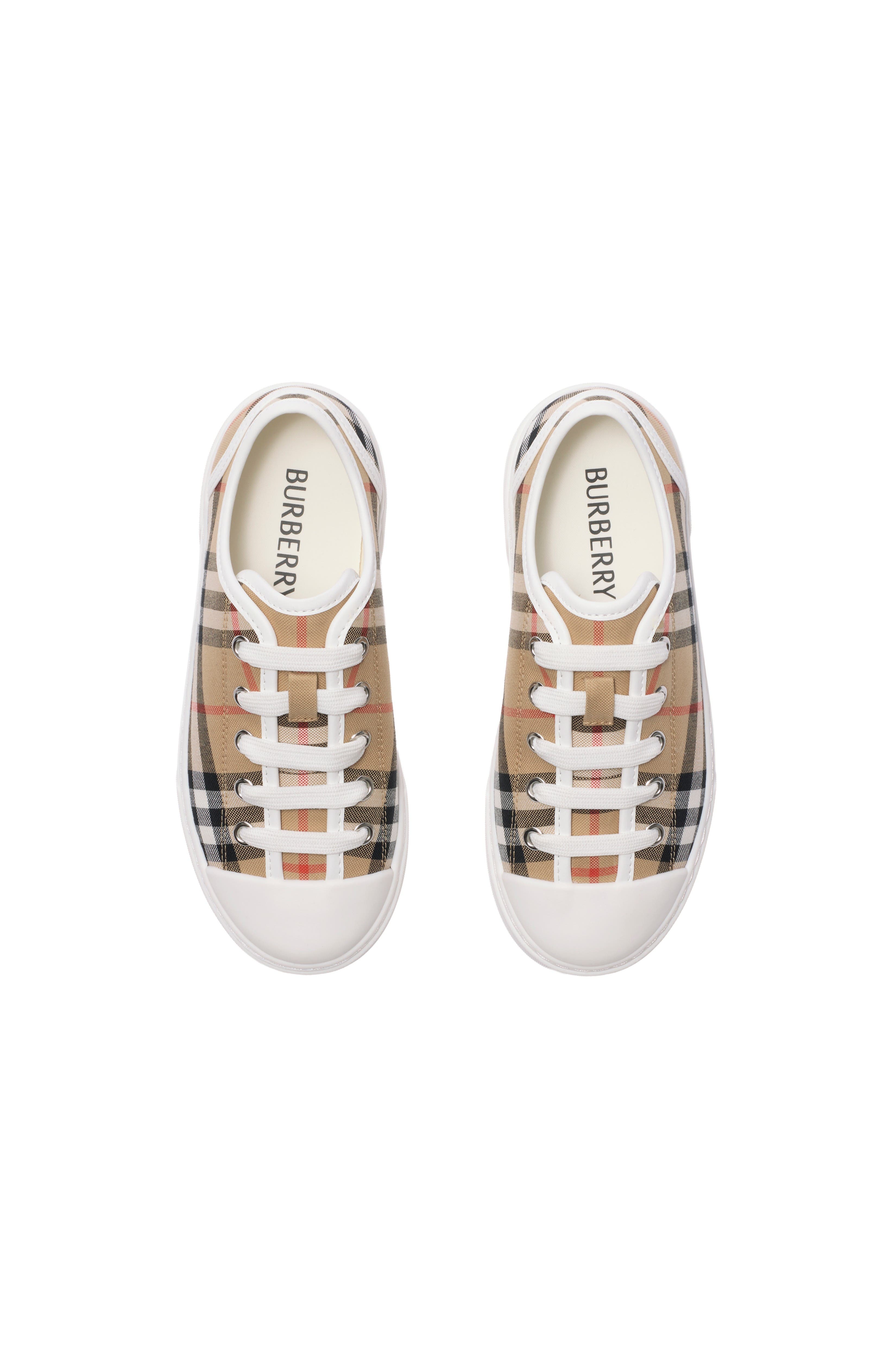 Burberry Check Cotton Sneakers, Alternate, color, Sand Beige
