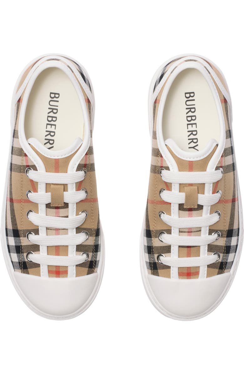 Burberry Check Cotton Sneakers, Alternate, color, Sand Beige