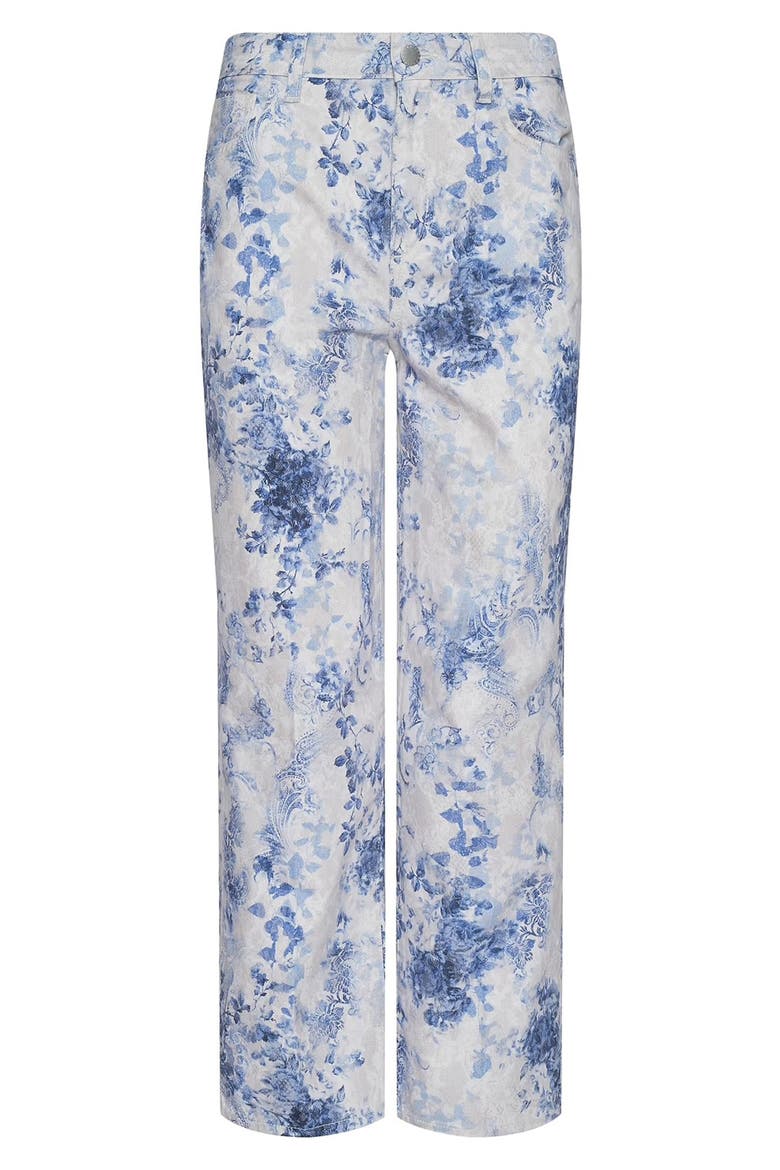 June Floral High Waist Crop Stovepipe Jeans, Alternate, color, IVORY/BLUE WATERCOLOR LACE PSL