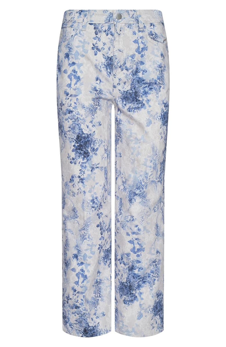 L'AGENCE June Floral High Waist Crop Stovepipe Jeans, Alternate, color, Iv/ Bl Wtrclr Lace Psly