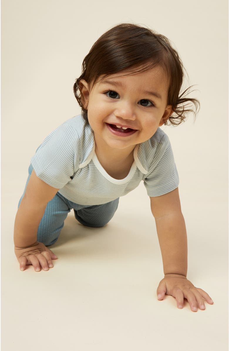 MORI Short Sleeve Bodysuit, Alternate, color, Blue Stripe