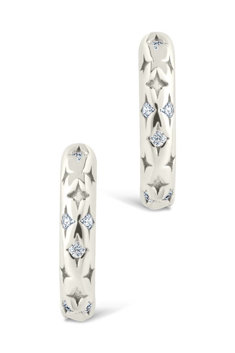 Blakelyn Cubic Zirconia Hoop Earrings, Alternate, color, SILVER