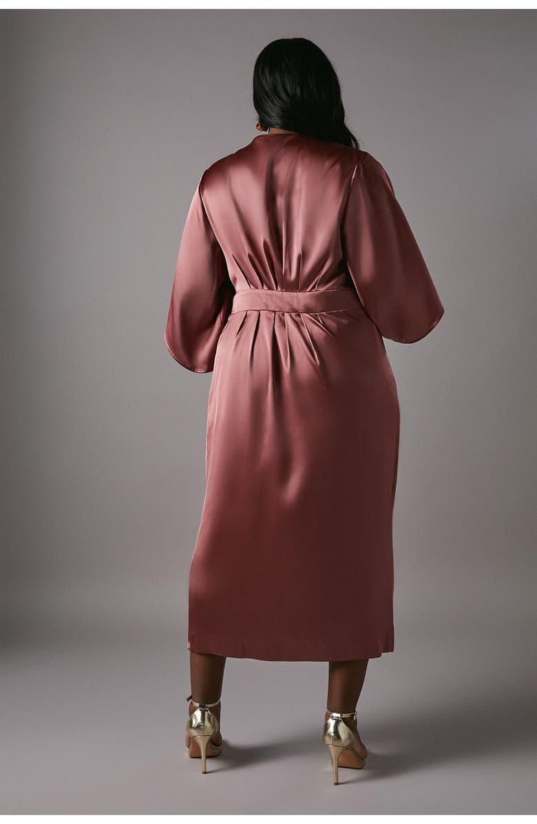 Coast Plus Satin Wrap Midi Dress, Alternate, color, Rose