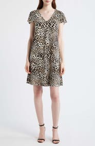 AK ANNE KLEIN Double Flutter Sleeve Swing Dress