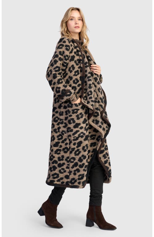 Alembika Sable Cozy Draped Coat In Animal Print