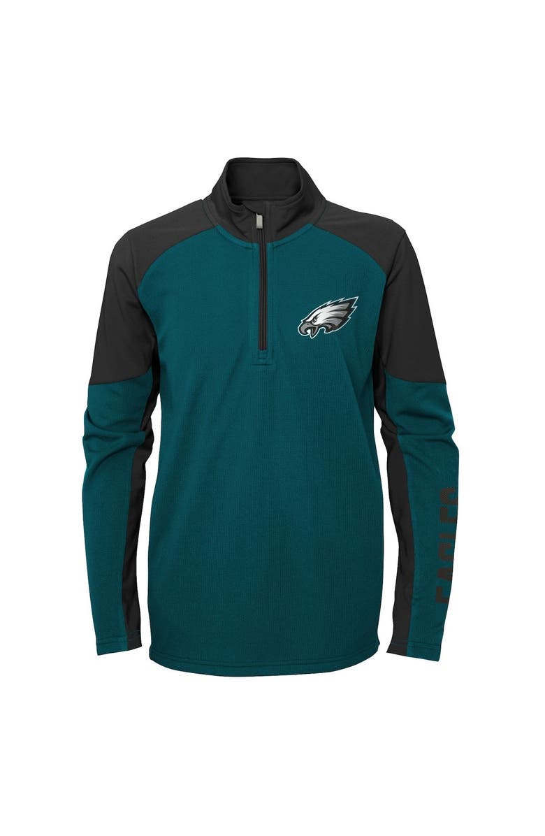 Outerstuff Youth Midnight Green/Black Philadelphia Eagles Audible Quarter-Zip Jacket, Alternate, color, 