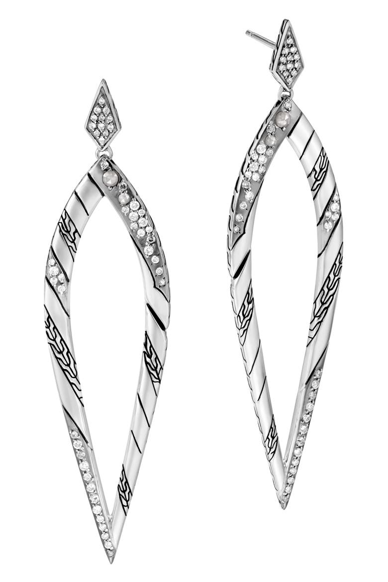 Lahar Long Drop Earrings with Diamonds, Main, color, SILVER/ DIAMOND