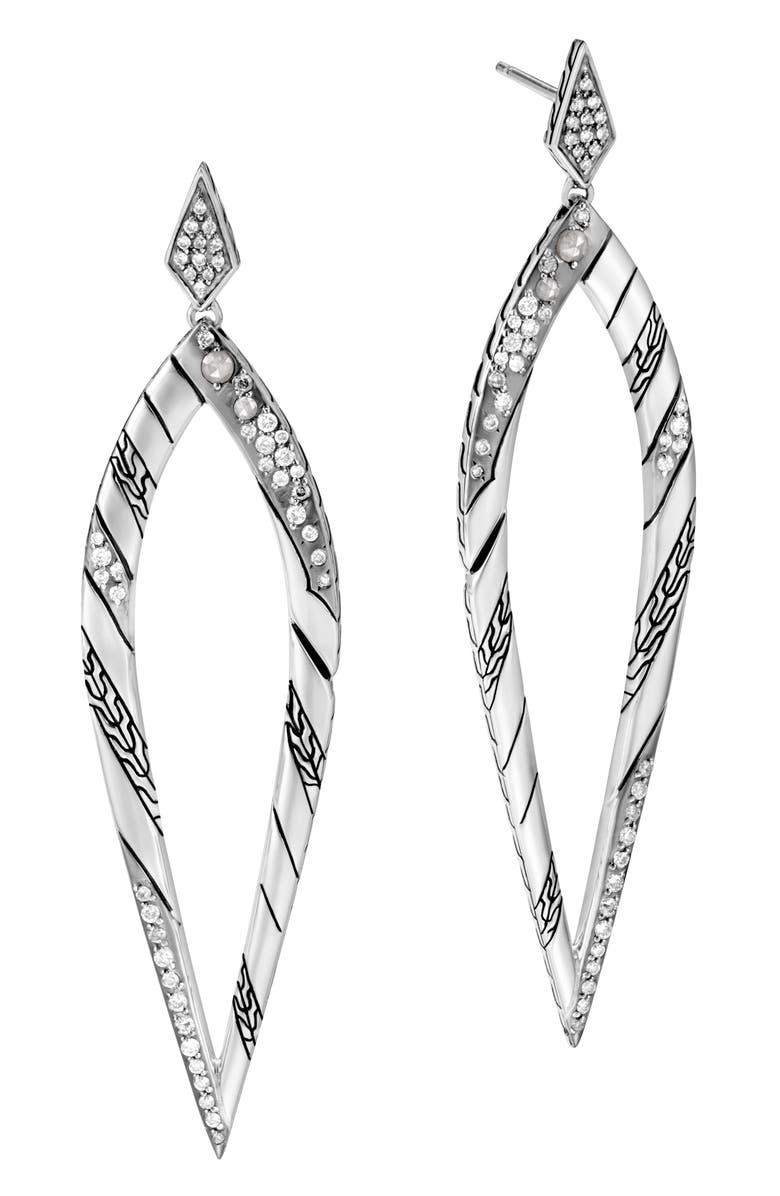 John Hardy Lahar Long Drop Earrings with Diamonds, Main, color,