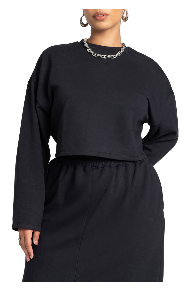 ELOQUII Oversized Cropped Sweatshirt, Main, color, Black Onyx