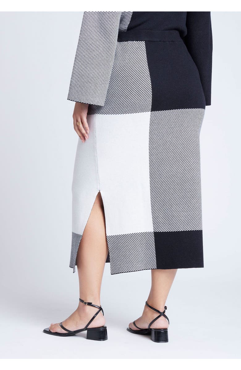 ELOQUII Intarsia Sweater Skirt, Alternate, color, Plaid Please
