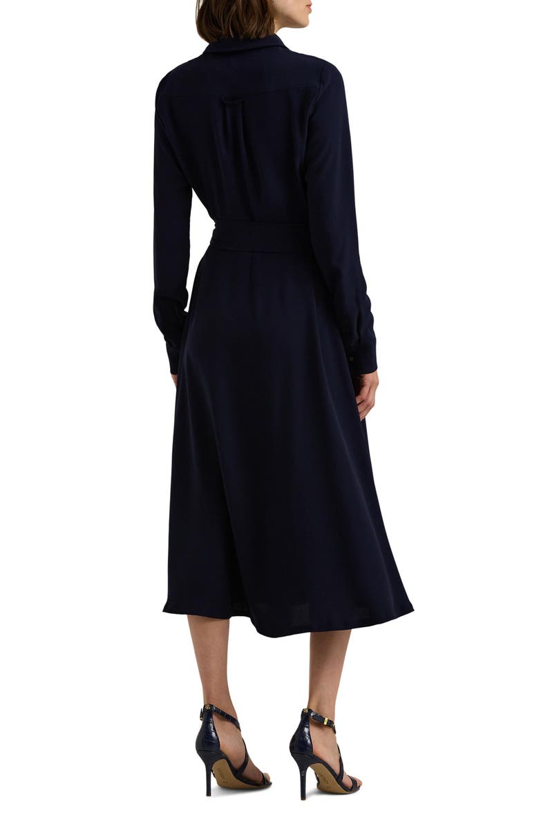 Lauren Ralph Lauren Surplice Long Sleeve Georgette Midi Dress, Alternate, color, Lighthouse Navy