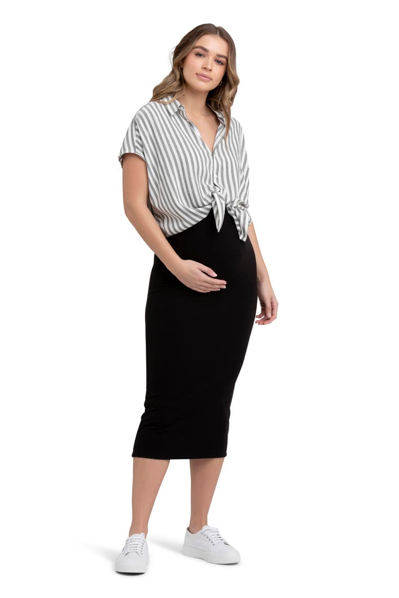 Ada Stripe Maternity Shirt, Alternate, color, BLACK / WHITE