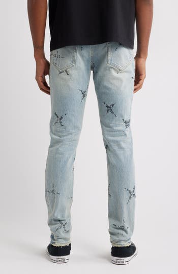 PURPLE Paint Splatter Ripped Knee Skinny Jeans