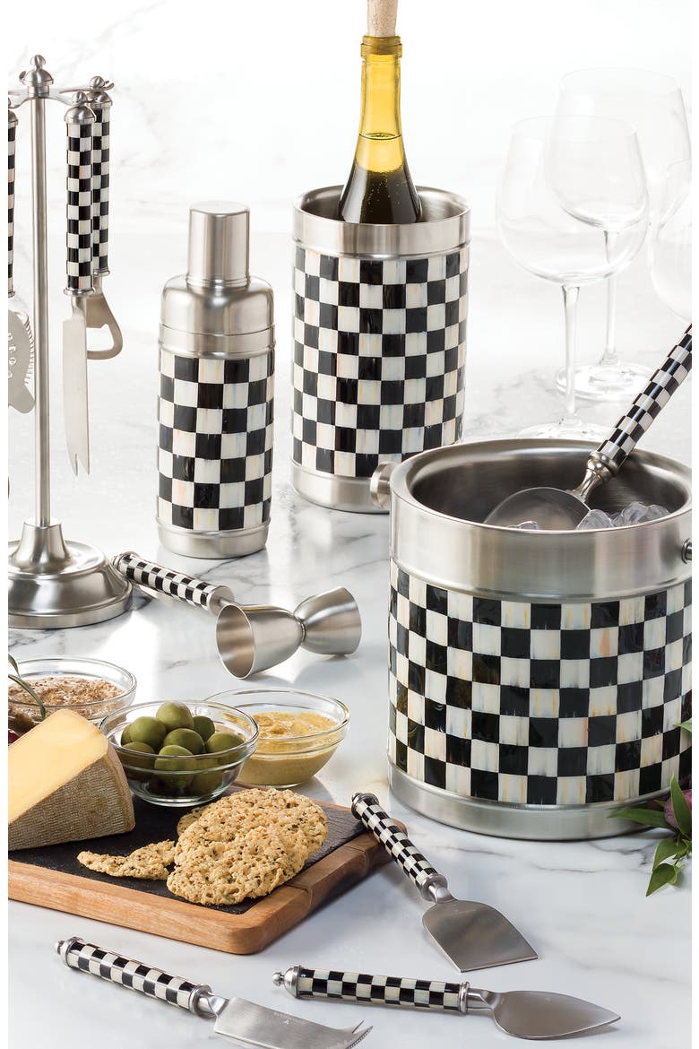 Courtly Check Wine Cooler, Alternate, color, BLACK/ SILVER