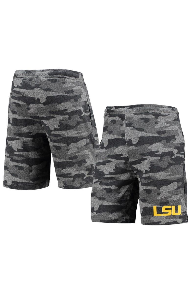 CONCEPTS SPORT Men's Concepts Sport Charcoal/Gray LSU Tigers Camo Backup Terry Jam Lounge Shorts, Main, color, Charcoal