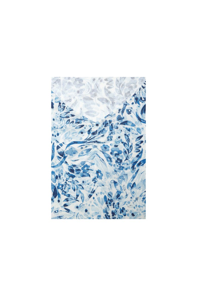 Floral Ruched V-Neck Top, Alternate, color, Blue Floral