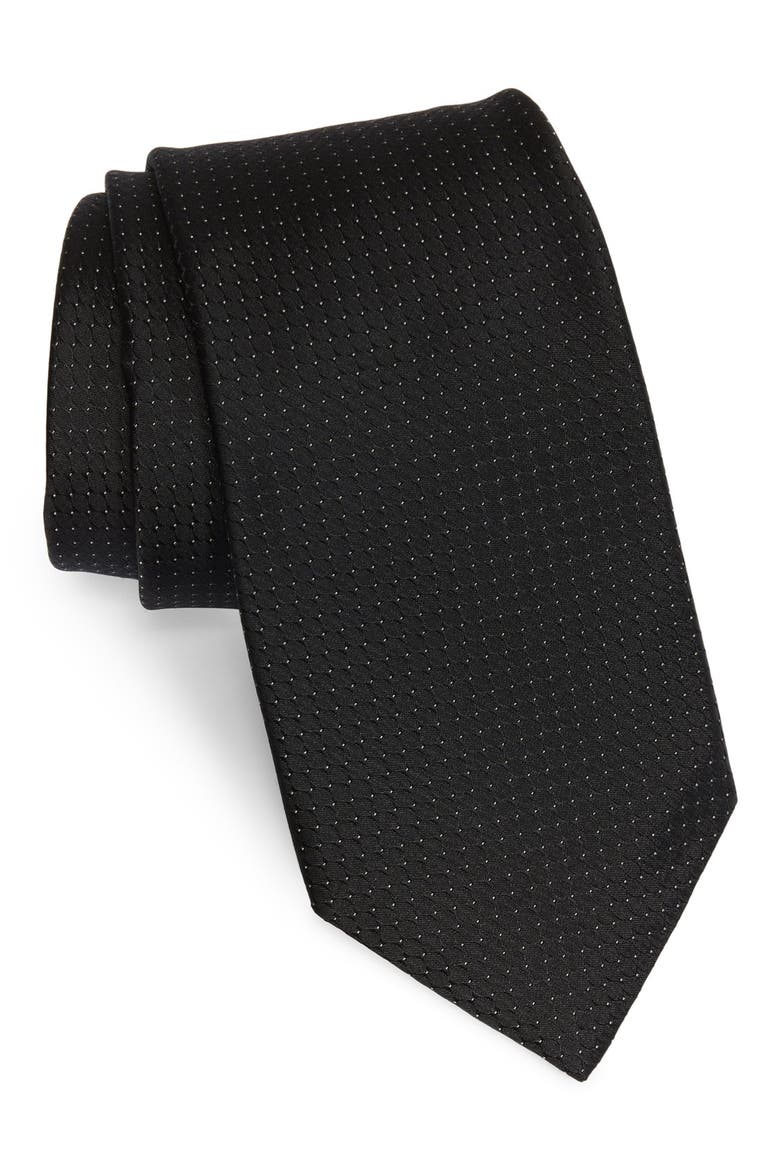 Woven Silk Tie, Main, color, BLACK
