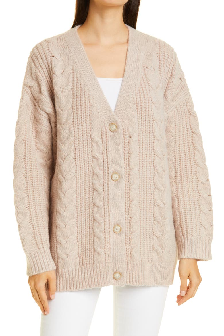 Wool & Alpaca Cable Cocoon Cardigan, Main, color, BLUSH