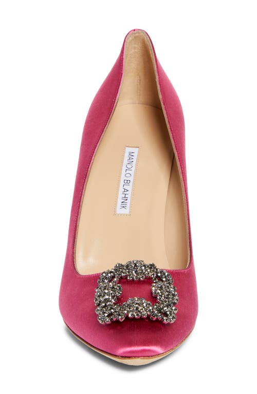 Manolo Blahnik Hangisi Crystal Buckle Pump In Dark Pink