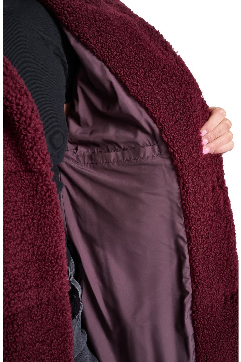 Quilted Fleece Long Teddy Coat, Alternate, color, OXBLOOD