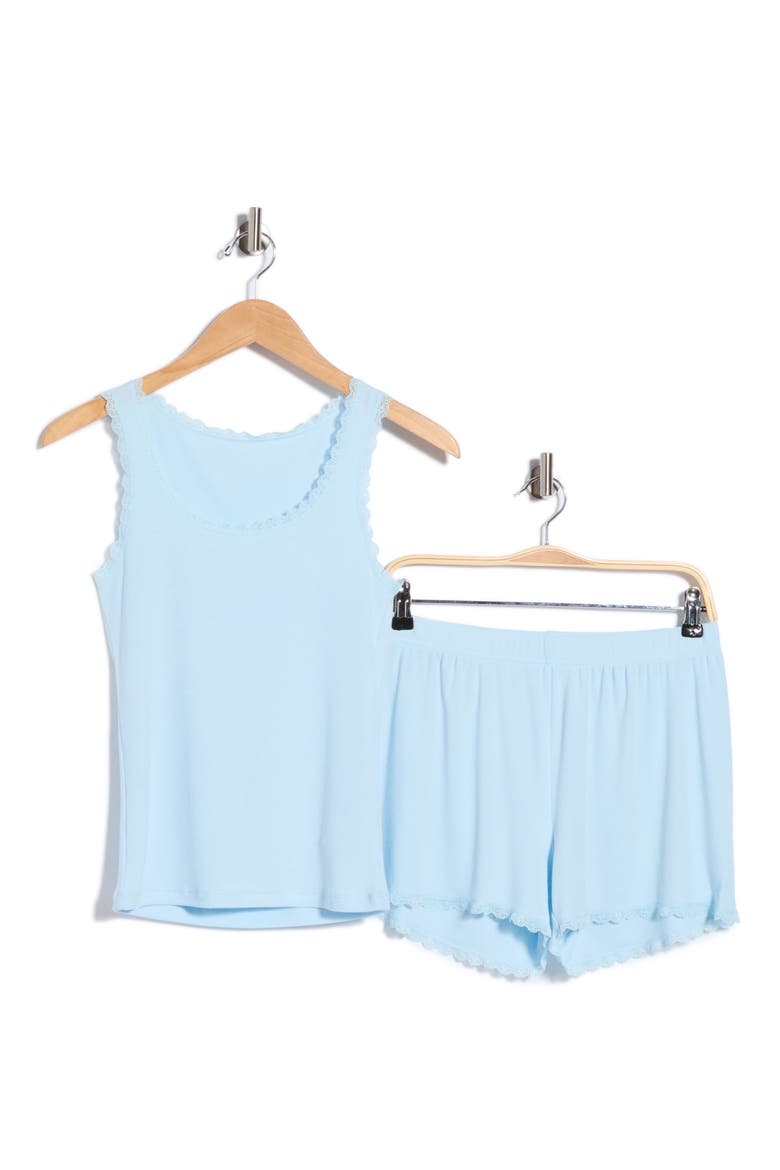 Lace Trim Tank & Shorts Pajamas, Alternate, color, SERENITY SKY/ SERENITY SKY