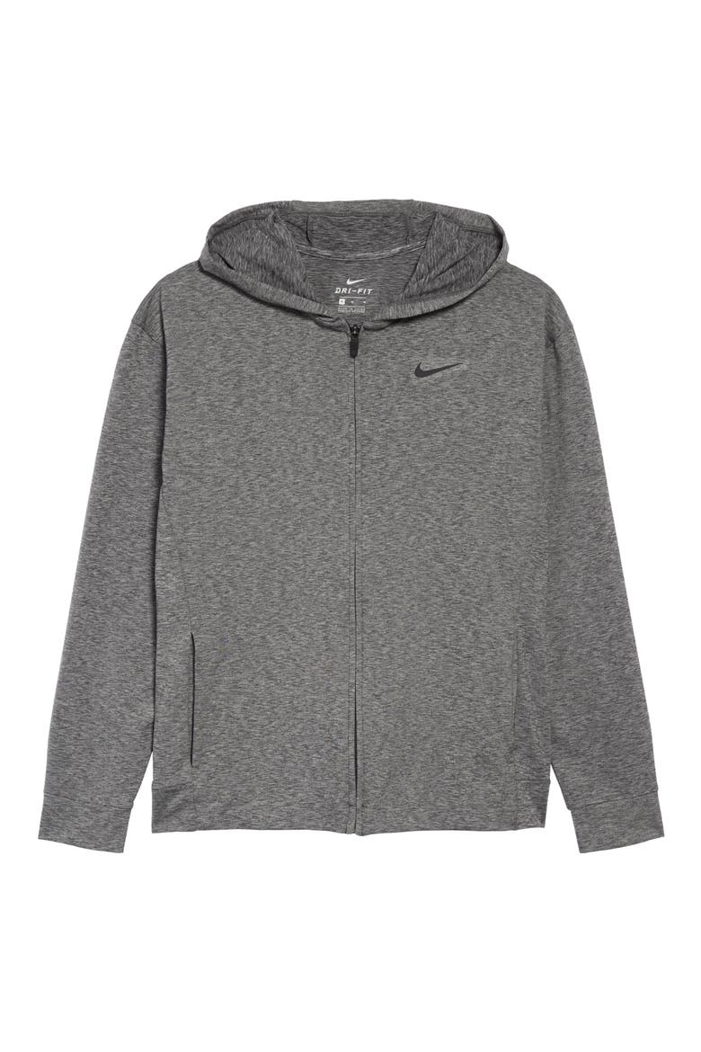 Dry Full Zip Hoodie, Alternate, color, BLACK/ HEATHER/ BLACK