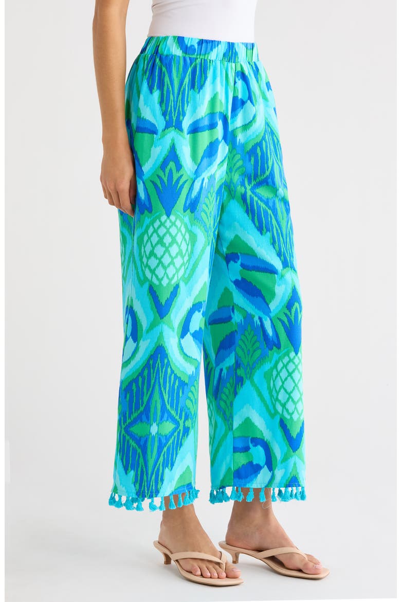 Blissy Tropical Hanie Flare Pants, Alternate, color, KELLY-BLUE-MULTI