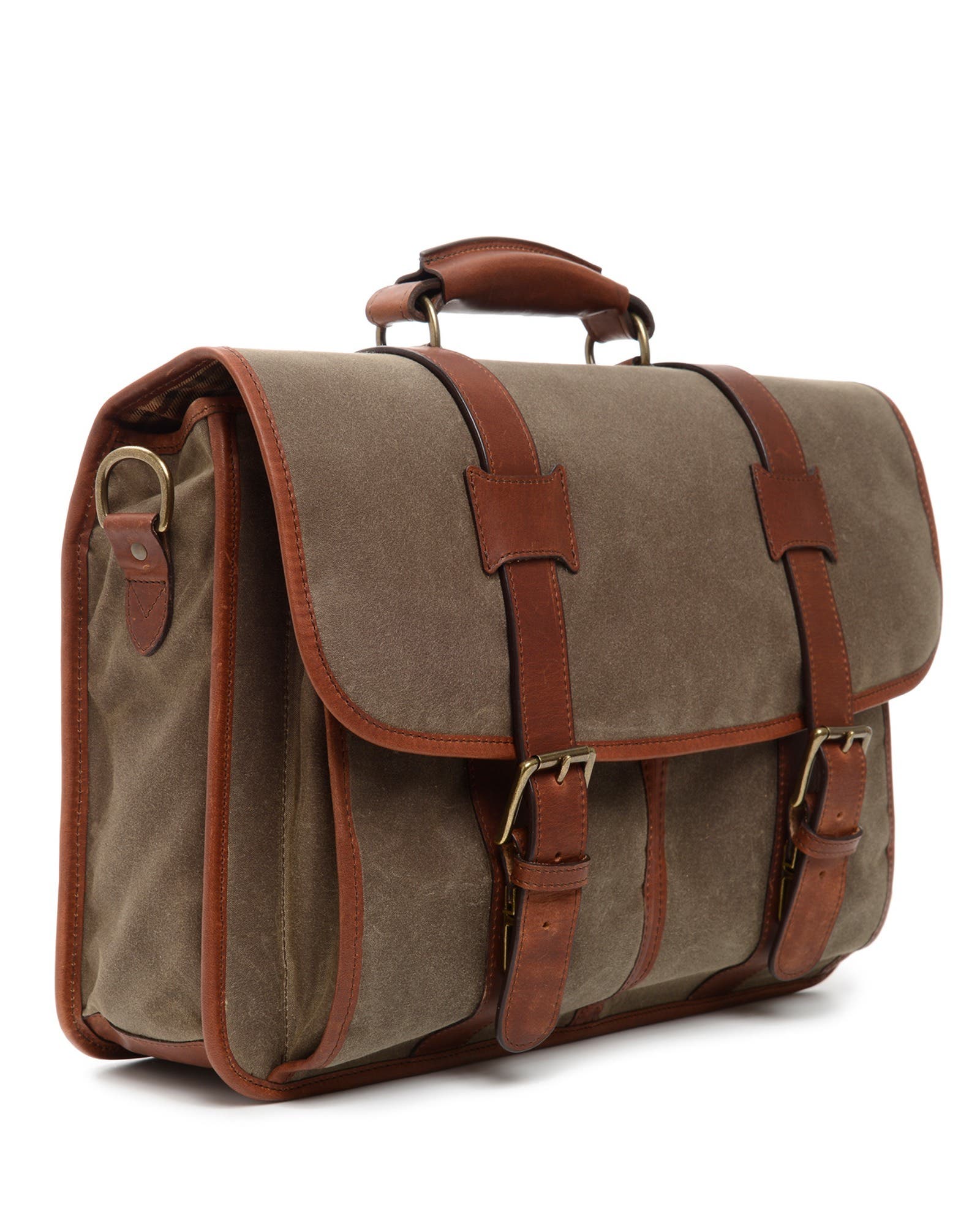 Garfield Waxed Canvas Briefcase, Alternate, color, Olive