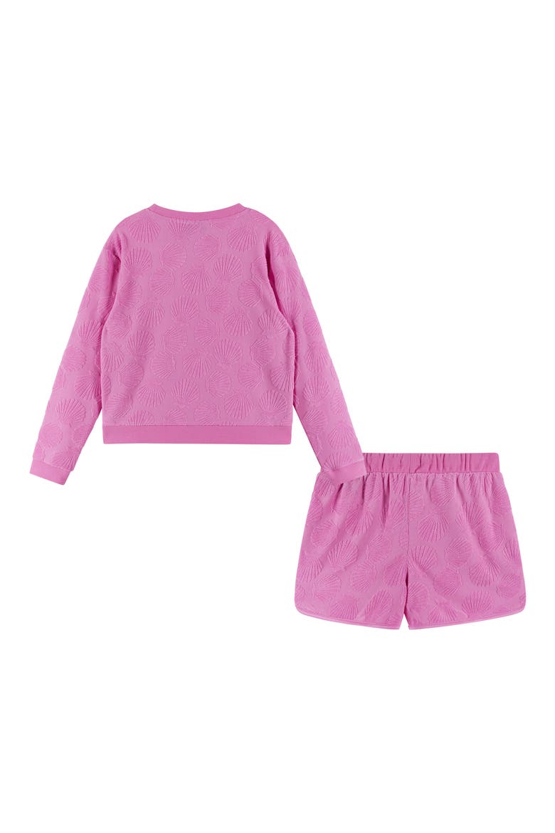 Kids' Textured Terry Long Sleeve Pullover & Shorts Set, Alternate, color, PURPLE
