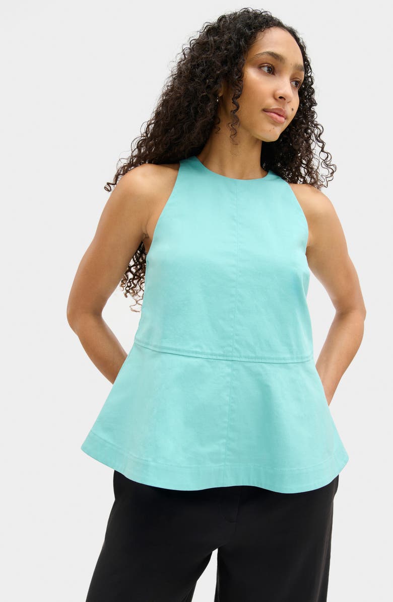 ALIGNE Carlos Stretch Cotton Peplum Top, Alternate, color, Blue