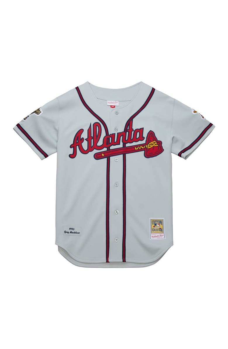 Mitchell & Ness Men's Mitchell & Ness Greg Maddux Gray Atlanta Braves 1995 Throwback Authentic Jersey, Alternate, color, 