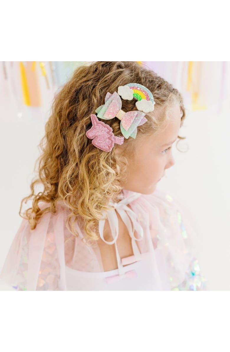 Sweet Wink Unicorn Rainbow Clip Set, Alternate, color, Pink