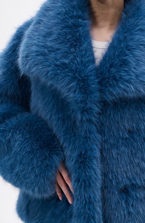 Azalea Wang Regina Faux Fur Jacket In Blue