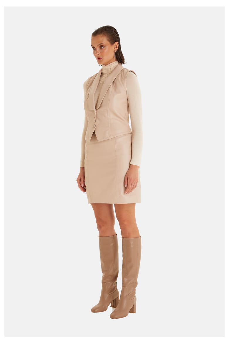 Laura Leather Vest, Alternate, color, Beige