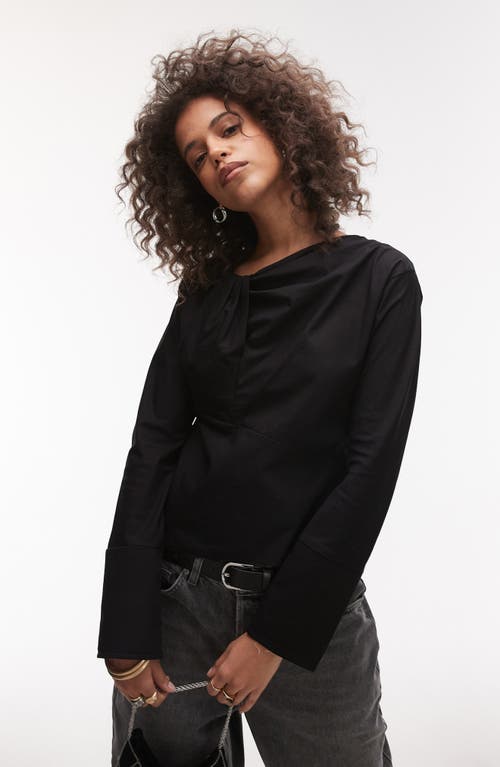 TOPSHOP TOPSHOP TWIST FRONT COTTON POPLIN TOP