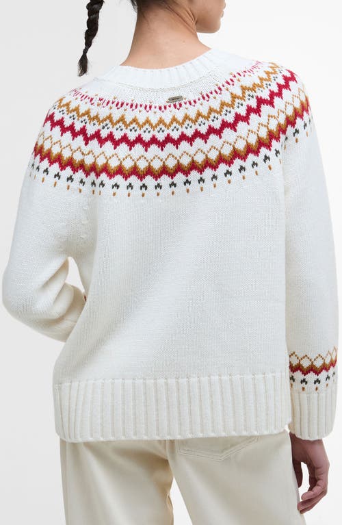 Barbour Tidal Fair Isle Cotton & Wool Blend Sweater In White