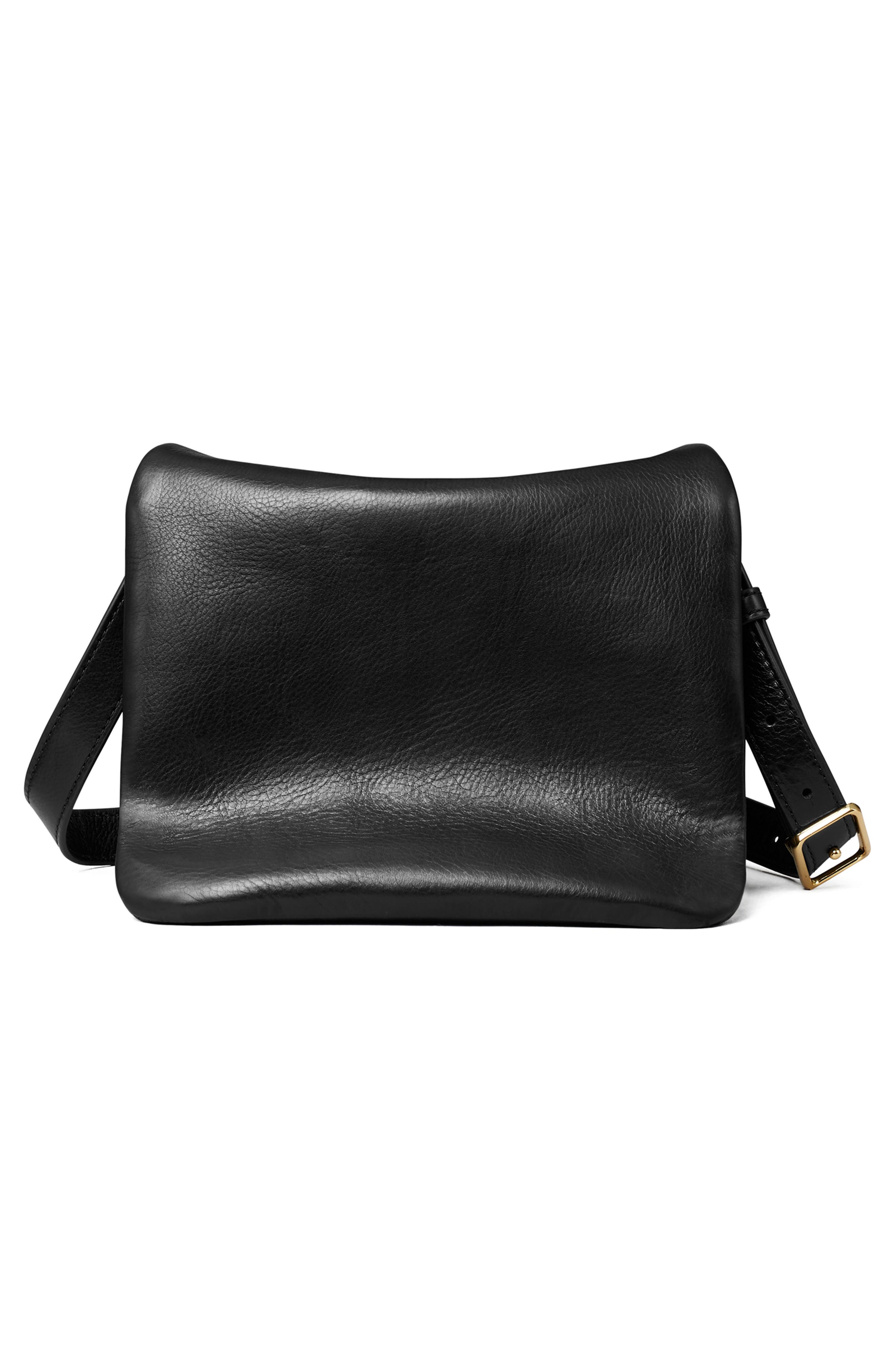 Tory Burch Kira Soft Leather Shoulder Bag, Alternate, color, Black/ Gold