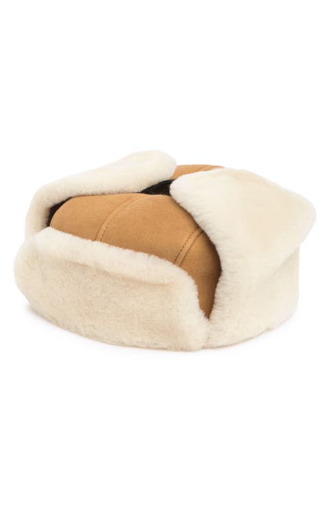 UGG Suede Genuine Shearling Trapper Hat