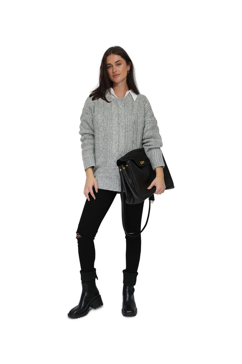Perfect Me Oversized Crew Sweater, Alternate, color, Grey