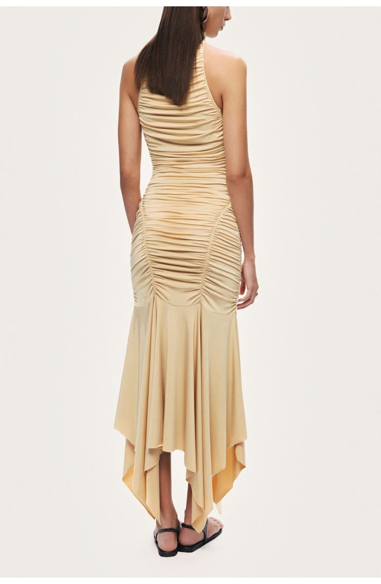 Nocturne Ruched Halter Midi Dress, Alternate, color, Yellow
